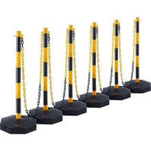 Adjustable Traffic Delineator Posts, 6 Pack with Fillable Base & 8FT Chain Yellow/Black for Traffic Control
