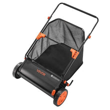 26-Inch Push Lawn Sweeper 7 Cu. Ft. Hopper Adjustable Brushes Rubber Wheels Leaf Collector