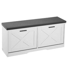 39.4 x 12.0 x 18.7 In Entryway Shoe Storage Bench with Flip Drawers for Hallway Living Room Bedroom (Black + White)