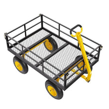 1200 LBS Steel Garden Cart 2-in-1 Utility Wagon with 13" All-Terrain Tires Removable Mesh Sides & Rotating Handle