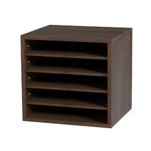 5-Compartment Wooden Literature Organizer with Adjustable Shelves Office & Home Storage EPA Certified (Brown)
