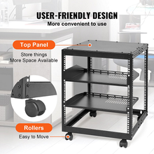 12U Adjustable Depth Open Frame Server Rack with Casters