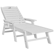 HDPE Chaise Lounge Chair 6-Position Adjustable Patio Lounge Chair with Cup Holder 400 lbs Capacity (White)