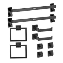 Matte Black 10-Piece Bathroom Hardware Set 2 x 24-in Towel Bars 2 Towel Racks 4 Robe Hooks 2 Toilet Paper Holders Wall Mounted