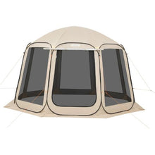 12 x 11 ft Pop-Up Screen Tent with Awning 10–12 Person Screened Canopy Shelter with Netting Sides & Carry Bag – (Beige)