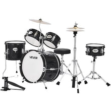 Kids 5-Piece Junior Drum Set, 14″ Beginner Kit with Throne & Cymbal (Black)