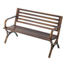 50-Inch Outdoor Bench Carbon Steel Frame with Slatted Backrest and Round Armrests – Weatherproof for Garden Park Yard Front Porch Antique Bronze
