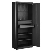 Metal Storage Cabinet 180 LBS Capacity 70.87" Tall 2 Locking Doors Adjustable Shelves 2 Drawers & Pegboard