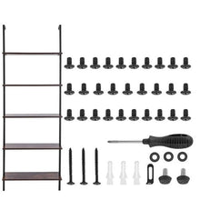 5-Tier Ladder Shelf 24 x 11.8 Inch Wall-Mounted Bookshelf with Metal Frame (Black)