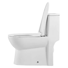 12 In Rough One-Piece Toilet Elongated Toilet Vortex Left Flush with Comfortable Chair Seat for Bathroom (White + Silver)