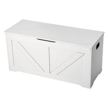 Kids Wooden Storage Bench with Safety Hinge (White)