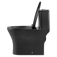 Elongated One-Piece Toilet Vortex Dual-Flush 1.0/1.28 GPF Easy-Clean Skirted Design (Black & Silver)