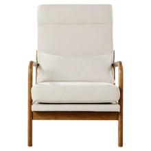 High Back Mid Century Modern Accent Chair with Solid Wood Frame for Living Room