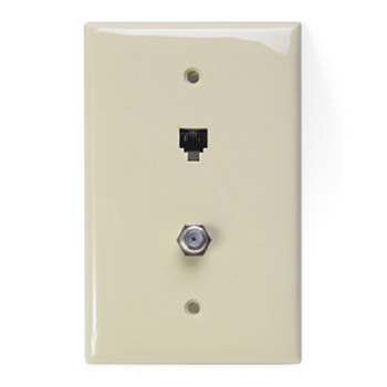 6P4C x F Midsize Telephone & Video Wall Jack Ivory 40539-CMI
