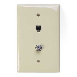6P4C x F Midsize Telephone & Video Wall Jack Ivory 40539-CMI