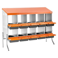 10-Compartment Chicken Nesting Box Roll-Away Egg Laying Box with Legs Galvanized Steel & Plastic for Hens Orange