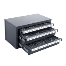 Drill Bit Dispenser Cabinet 3-Drawer Organizer for 1/16"–1/2" Steel Drill Bits Stackable with Labels