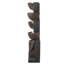 49.61" 5-Tier Outdoor Jar Water Fountain – Cascading Floor Standing Fountain with LED Light & Pump for Garden Patio & Home