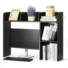 2-Tier Desktop Bookshelf with Anti-Slip Feet Pads (Black)