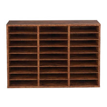 27-Compartment Wooden Literature Organizer Mail Sorter – (Dark Brown)