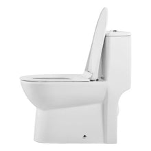One-Piece Elongated Toilet 1.1/1.6 GPF Easy-Clean Skirted 12" Rough-In (White & Silver)