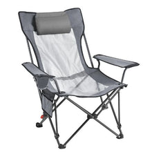 Reclining Camping Chair – 4 Position Folding Lounger with Headrest & Footrest (Gray)
