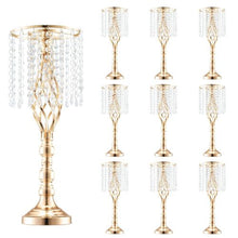 Crystal Wedding Flower Stand 21.65" Gold Metal Centerpiece Vase for Wedding & Party Decor (Pack of 10)