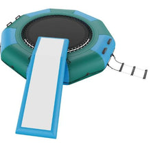 10FT Inflatable Water Bouncer Floating Trampoline with Slide 3-Step Ladder & Electric Air Pump for Pool and Lake