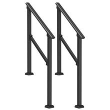 2-3 Steps Black Outdoor for Seniors Porch Deck Handrails FG-23-2 (2 PCS)