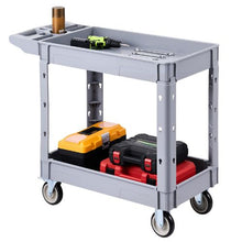 Utility Cart 550 LBS Capacity 2-Tier Heavy-Duty Plastic Service Cart 360° Swivel Wheels Storage Tray