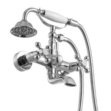 Clawfoot Tub Faucet Wall Mount Bathtub Filler with Handheld Shower Chrome Adjustable Swing Arms & 360° Spout