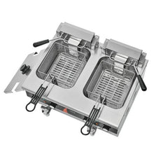 Commercial Deep Fryer 3500W Dual Tank, 2 x 9Qt/8.5L Stainless Steel with 2 Baskets & Temp Control