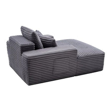 54-Inch Boneless Chaise Lounge Chair Oversized Upholstered Sofa with Pillows and Armrests (Grey)