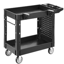 Utility Cart 2-Tier Plastic Service Cart 550 LBS 360° Swivel Wheels Tray & Pegboard