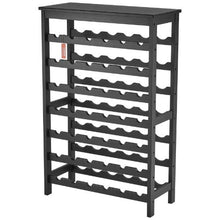 42 Bottle Wine Rack with 7-Tier Solid Bamboo Wood Storage Racks for for Kitchen Bar and Cellar (Black)