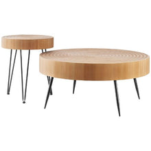 Round Coffee Table Set 31.3-Inch Coffee Table with End Table Metal Legs (2-Piece)