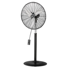 24-Inch Industrial Pedestal Fan - 85° Oscillating 3-Speed Adjustable Standing Fan (Black)