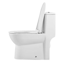One-Piece Elongated Toilet 1.1/1.6 GPF Easy-Clean Skirted 10" Rough-In (White & Silver)
