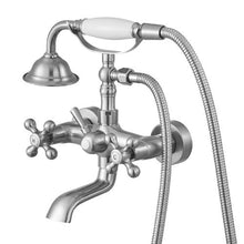 Clawfoot Tub Faucet Wall-Mount Bathtub Filler Handheld Shower Brushed Nickel 360° Spout