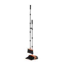 Broom & Dustpan Set with Self-Cleaning Teeth Long-Handle Upright Dustpan for Home Restaurant Office