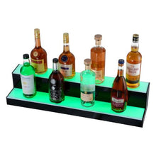 30 Inch LED Lighted Liquor Bottle Display 2 Tiers  with RF Remote & App Control  for Holding 16 Bottles