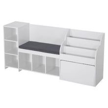 Kids Reading Nook with Bookshelf & Storage Bench (White)