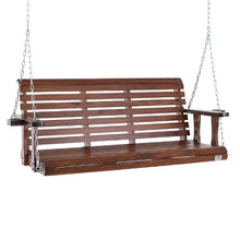 5.5 FT Wooden Porch Swing Heavy Duty Outdoor Bench with Chains 880 lbs Capacity Brown