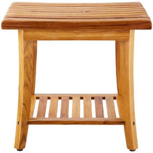 20-Inch Teak Shower Stool Waterproof with Storage Shelf 400 LB Capacity