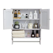 Bathroom Wall Cabinet 2 Doors Adjustable Shelf Over-the-Toilet (White)