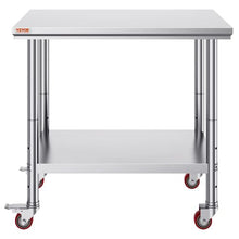 36 X 24 In Stainless Steel Work Table with 4 Wheels  for Commercial Kitchen Restaurant GZT90X60L