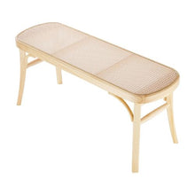43.3 In Rattan Bench with Oak Wood Legs Handwoven Rattan for Entryway Bedroom Living Room Kitchen