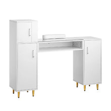 Glass Top Manicure Table with Storage (White)