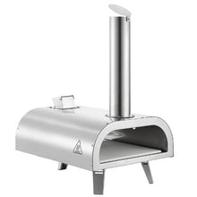 Outdoor Pizza Oven 12" Pellet Wood-Fired Pizza Maker with Thermometer Pizza Stone & Carry Bag (Silver)
