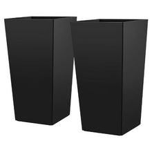 30" Tall Planters Black Tapered Outdoor Flower Pots with Casters (Set of 2)